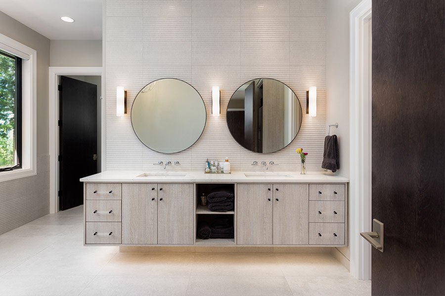 Image of bathroom with 2 mirrors